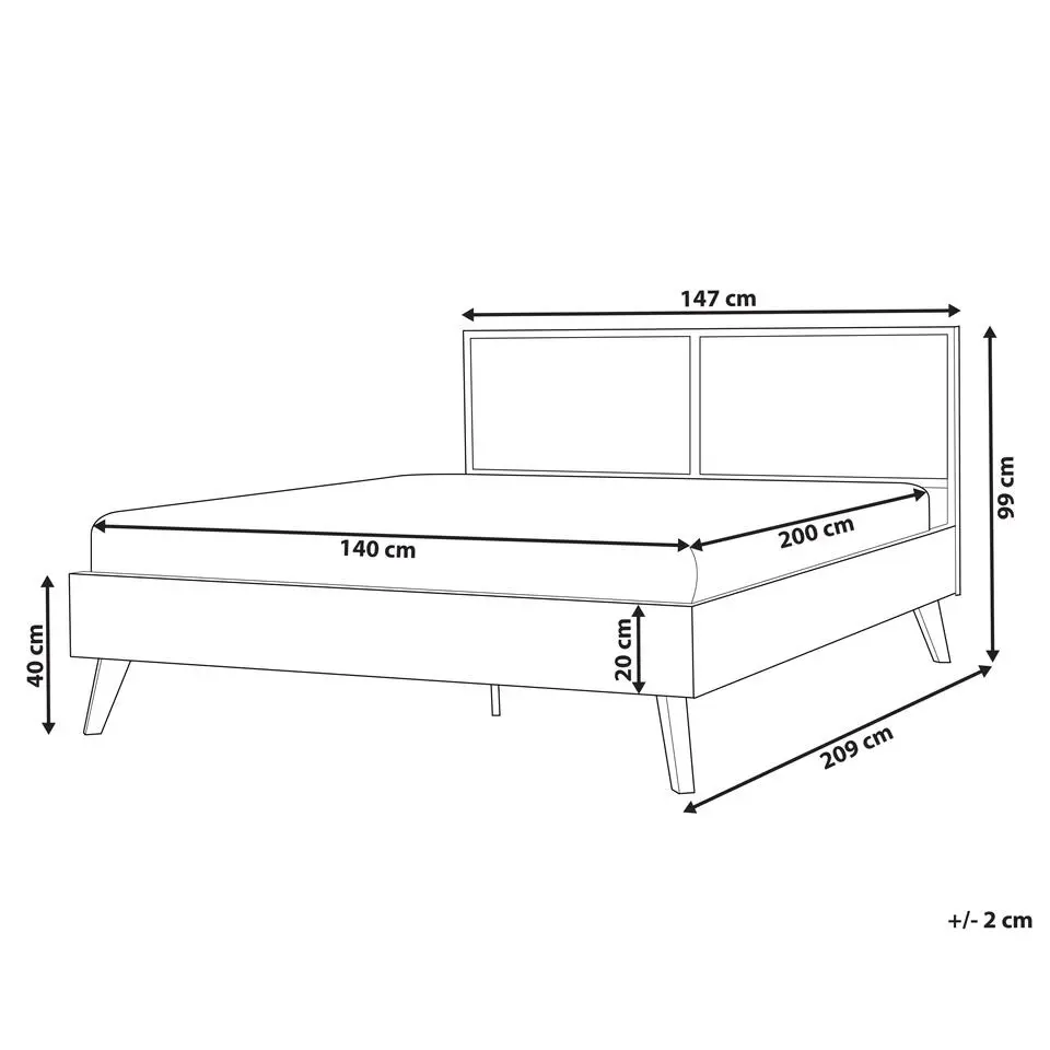 MONPAZIER - Tweepersoonsbed - Lichthout - 140 x 200 cm - Populierhout