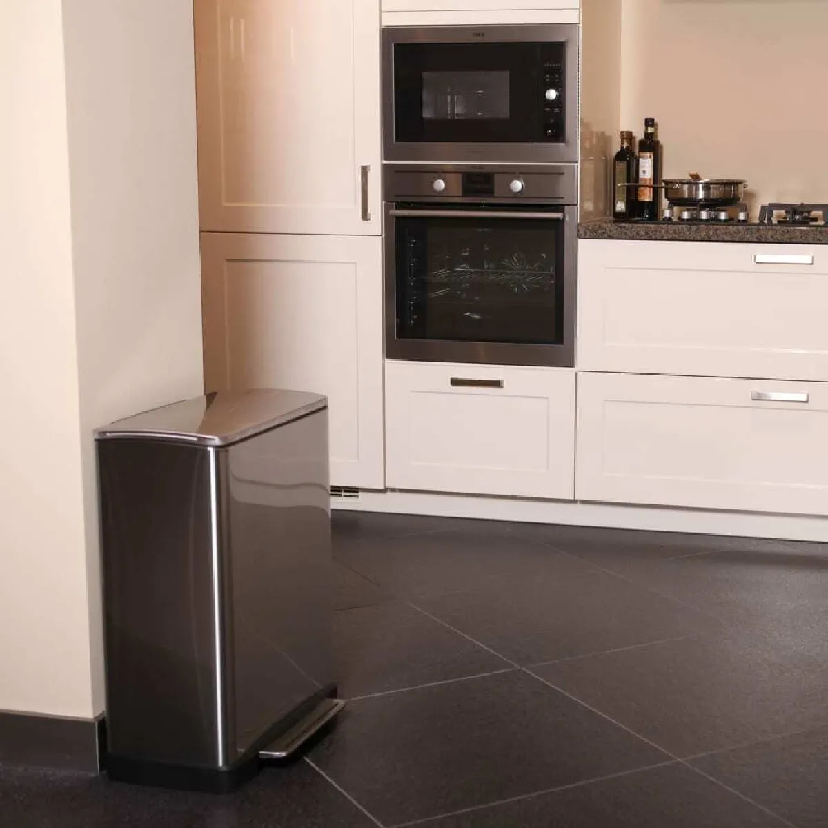 EKO Poubelle à pédale E-Cube - 50 L Argenté mat