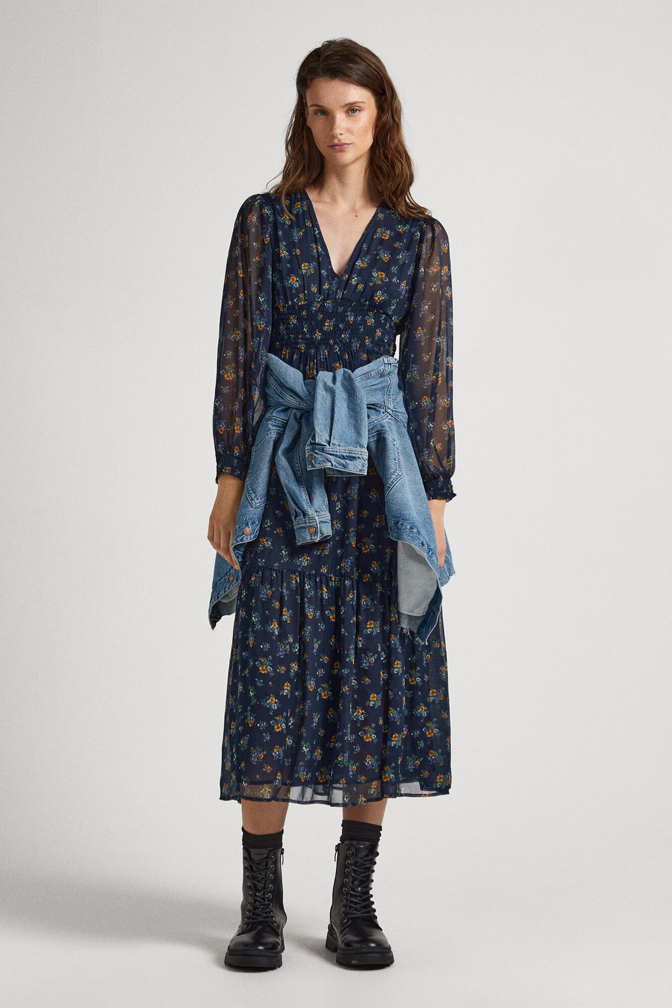 Vestido de chiffon com estampa floral