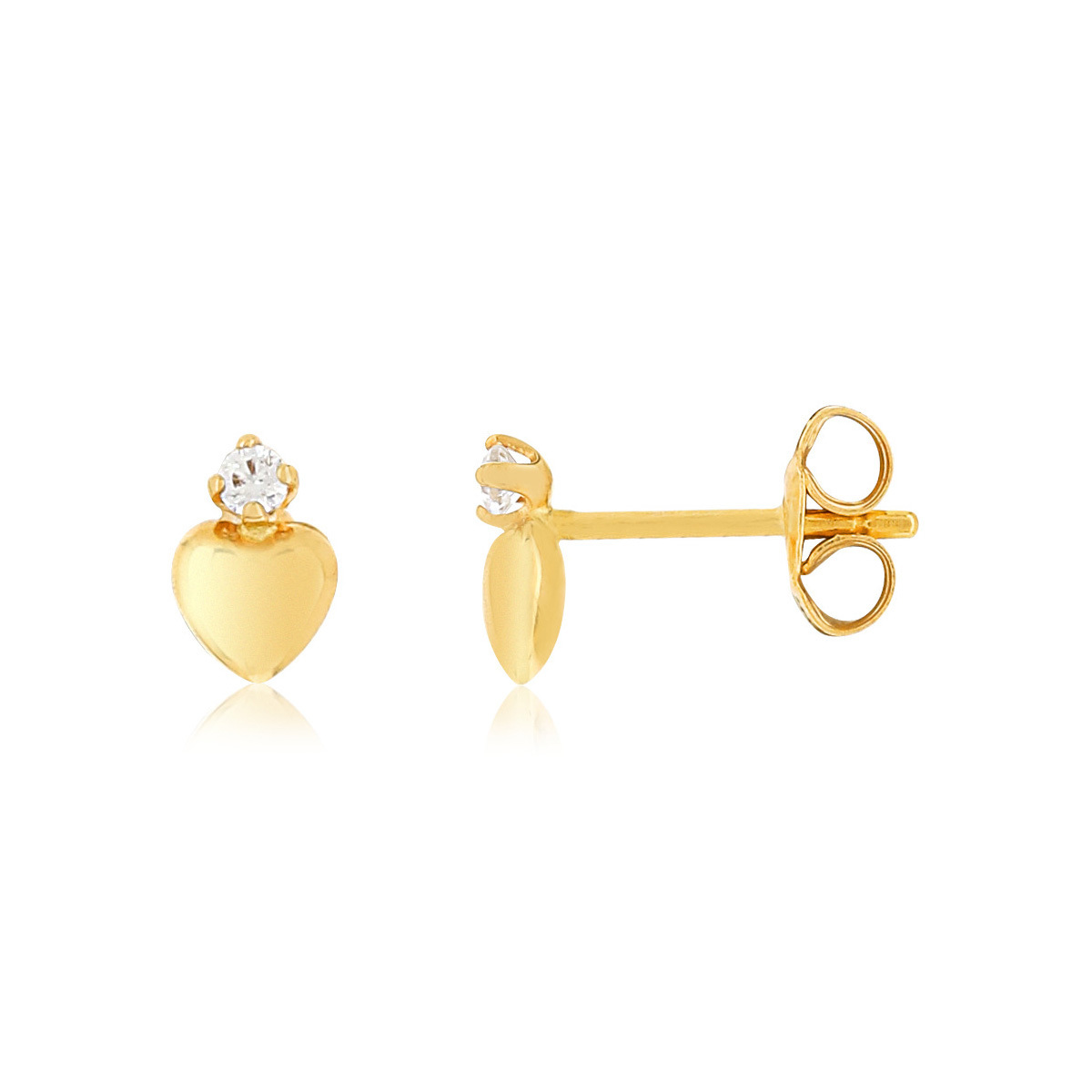 Boucles d'oreilles or 375 jaune coeurs zirconias