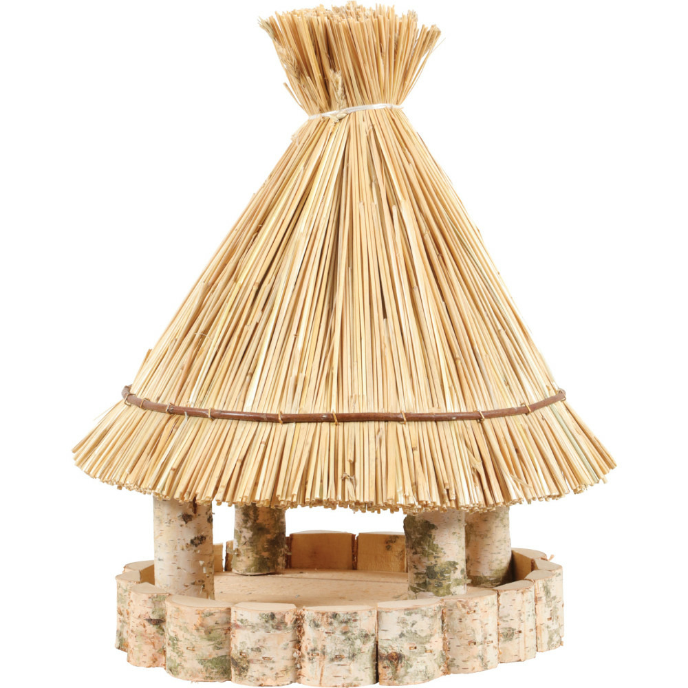 Mangeoire paillote ronde ø31 cm hauteur 47 cm, pour oiseaux