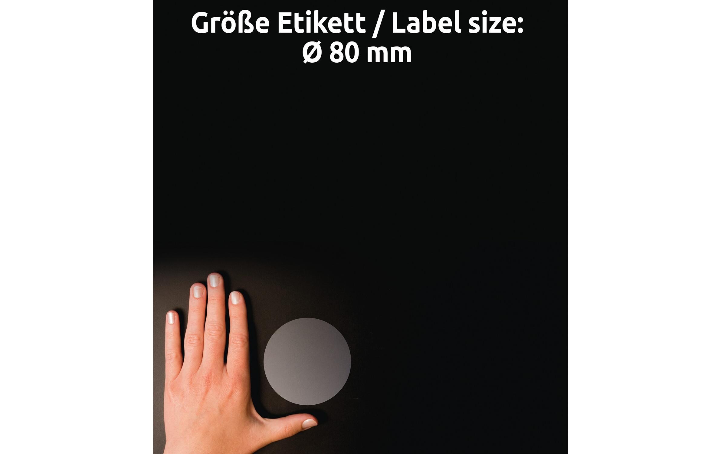Runde Etiketten Ø 80 mm, 25 BlattTransparente Etiketten