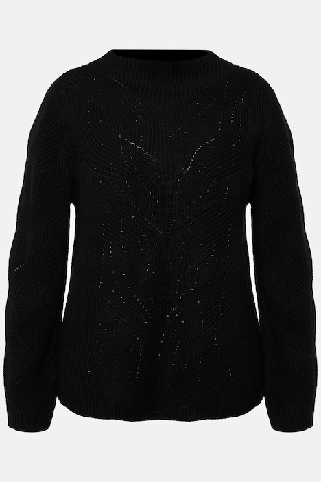 Pullover, Ziersteine, Stehkragen, Langarm