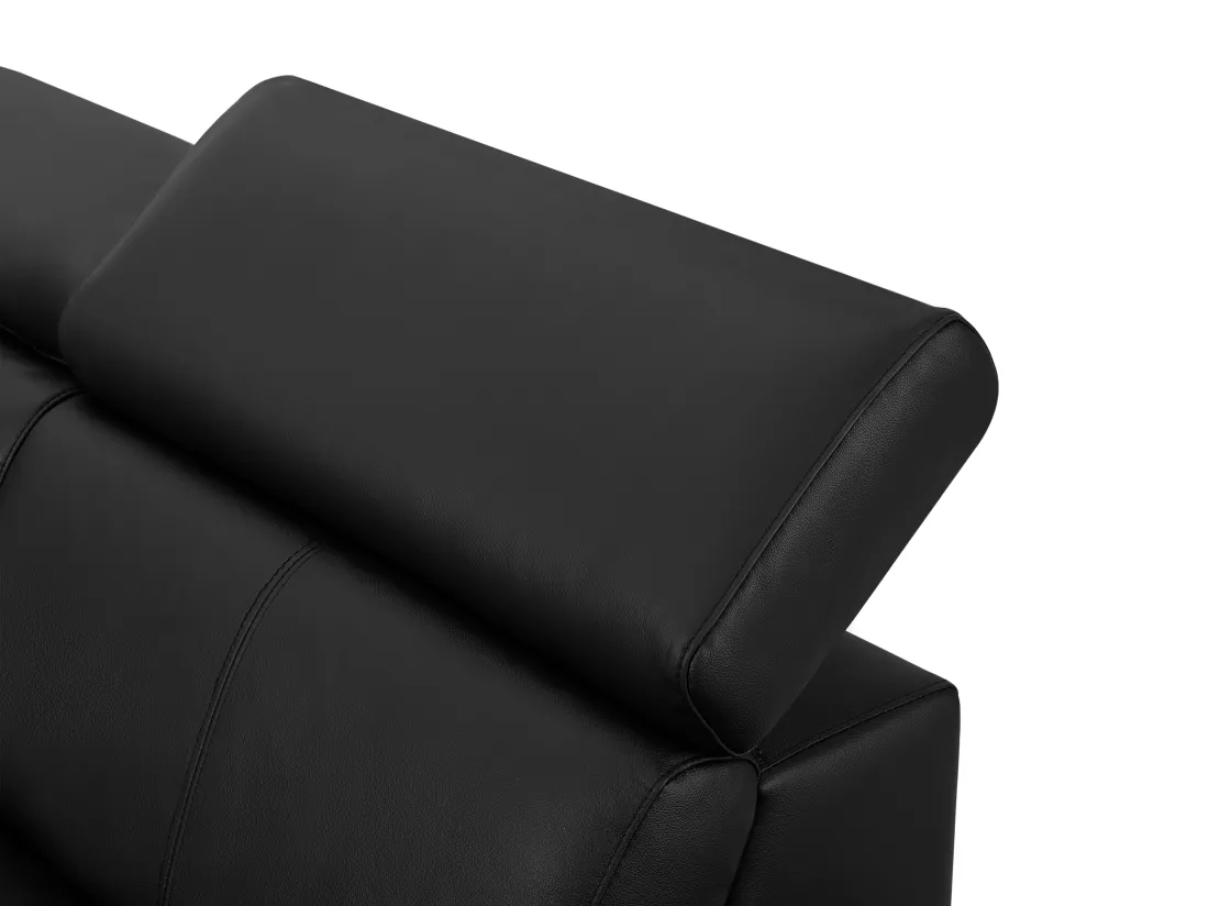 Canapé d'angle droit en cuir noir MARAMBA