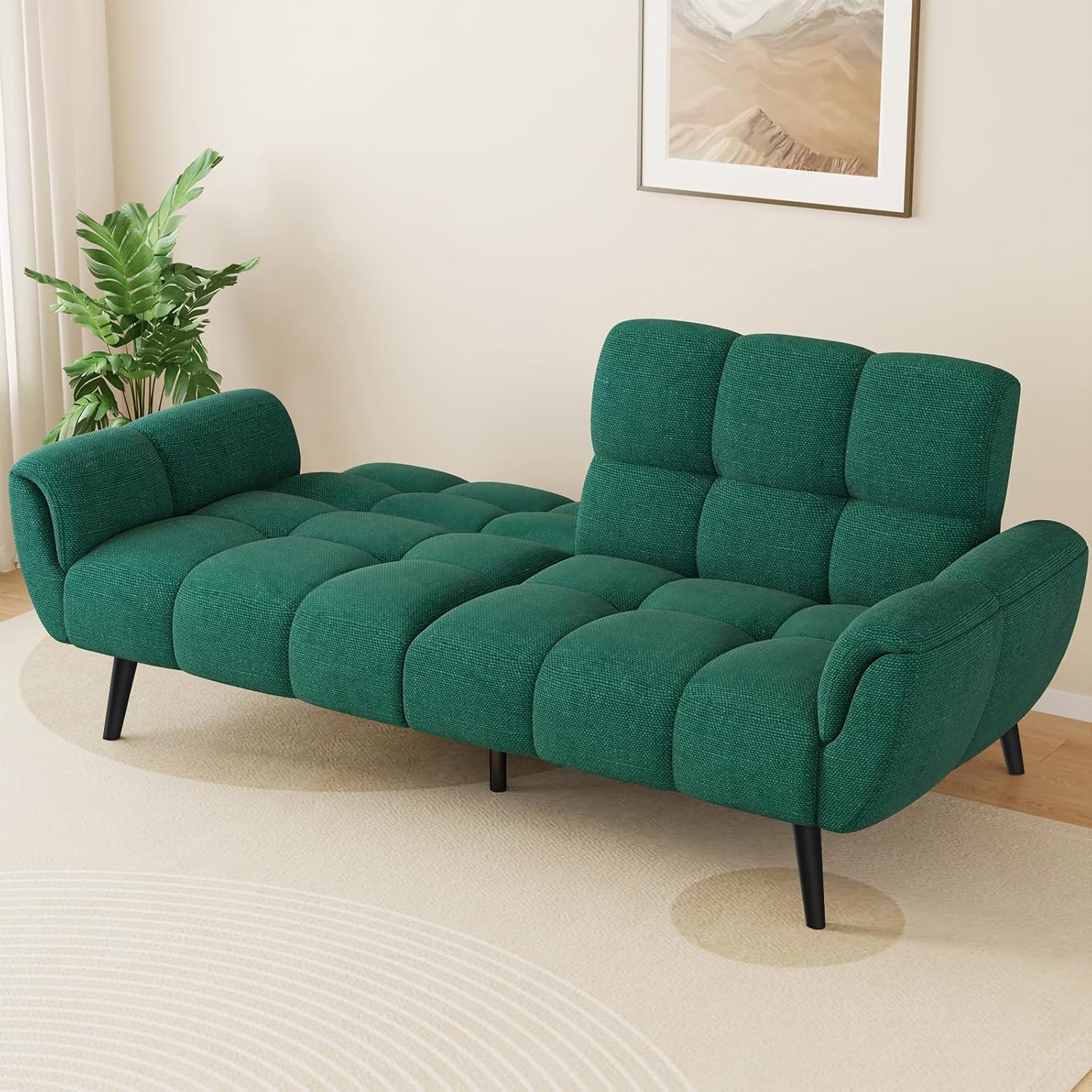 Sofa Mit Schlaffunktion, Klappsofa Sofa 3 Sitzer, Schlafsofa 155x85cm, Bequemes Geeignet Für Wohnzimmer, Büro, Lounge, Zimmer, Schlafzimmer