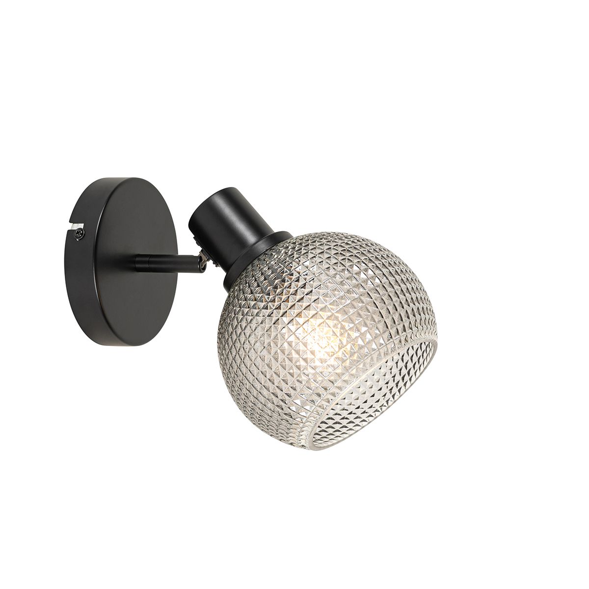 Design spot zwart met smoke glas - Chico