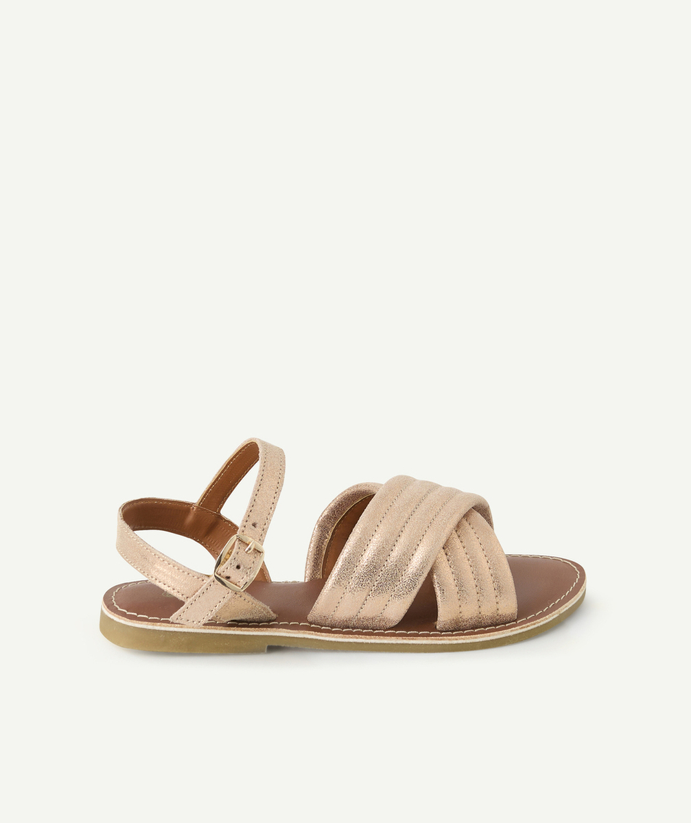 sandales fille couleur rose doré avec lanières