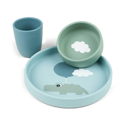 Coffret Repas en Silicone HAPPY CLOUDS Bleu - DONE BY DEER