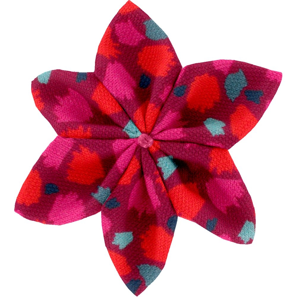 Barrette Fleur Étoile 4 Pompons Cerise