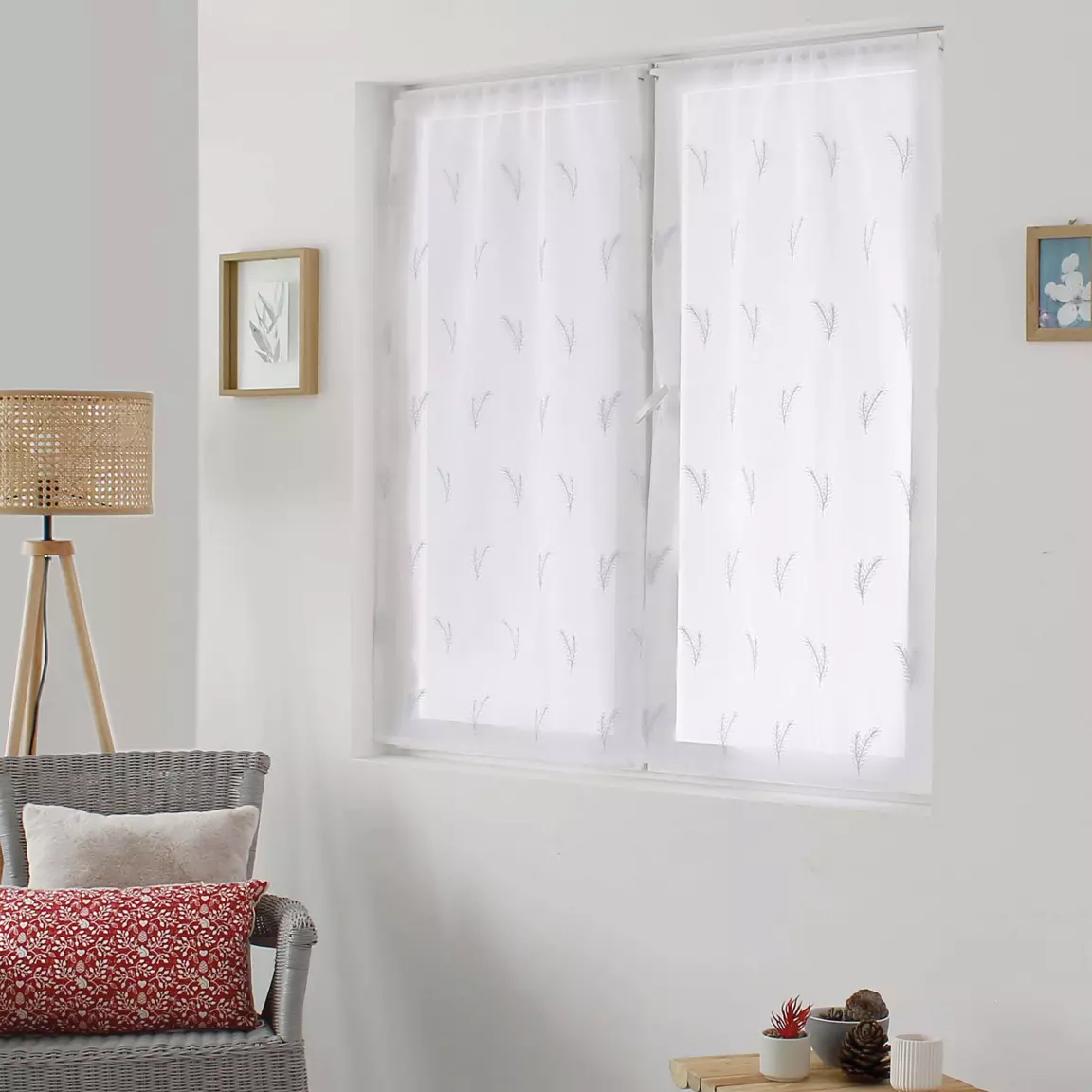 Paire de voilages passe-tringle (60 x 120 cm) Calisson Blanche