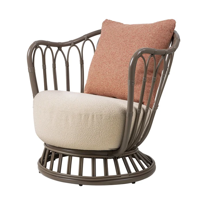 Gubi - Grace Outdoor Lounge Chair, mushroom grey / beige (Lorkey 41) / rosa (Lorkey 44)