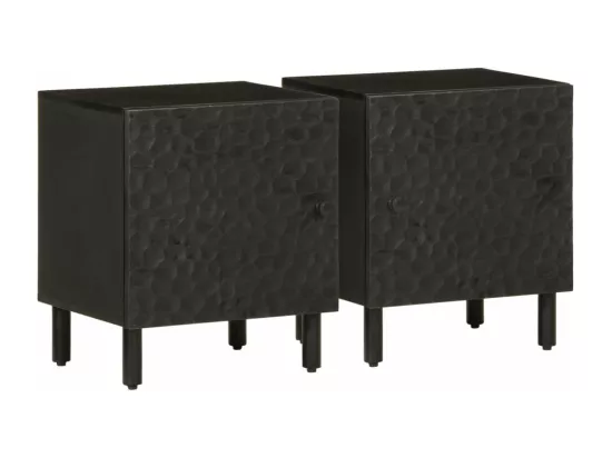 Tables de chevet 2 pièces noir 40x33x46 cm bois de manguier solide