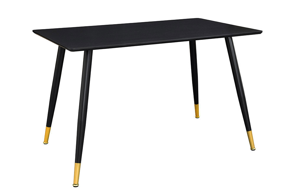 Design Esstisch PARIS 120cm schwarz Eichenholz mit goldenen Fußkappen
