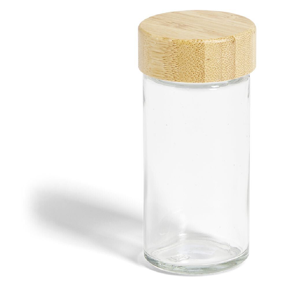 Pot à épice en verre et couvercle bambou Ø4,7xH9,8cm