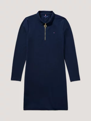 Vestido Polo Slim de Manga Longa com Zíper Adaptável até o Peito