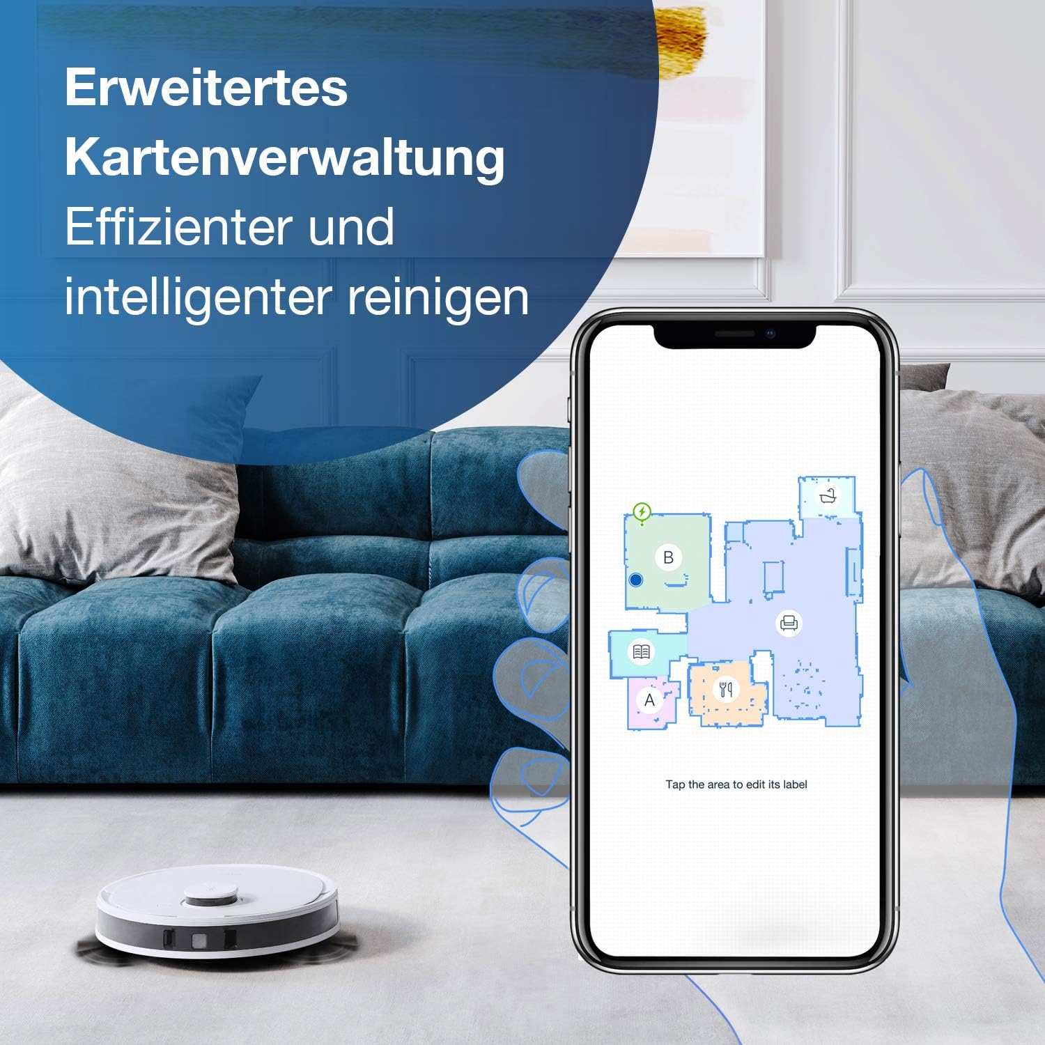ECOVACS DEEBOT N8 PRO Care, Saugroboter mit Wischfunktion, (inkl. Zubehör-Kit), 2600Pa, 3D-Hinderniserkennung, ideal als Staubsaugerroboter für Tierhaare, Hartböden, 67dB, App, Alexa, weiß