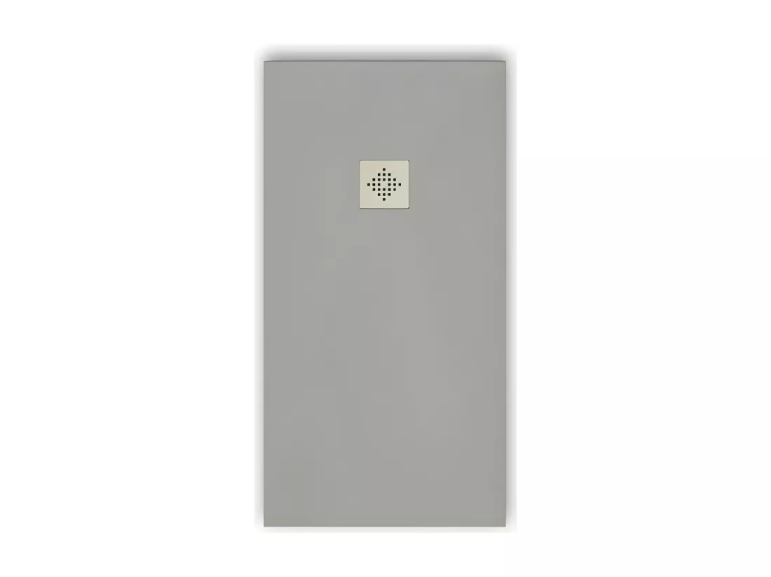 Receveur de douche 100 x 130 cm extra plat PURE en résine surface ardoisée gris Grille inox