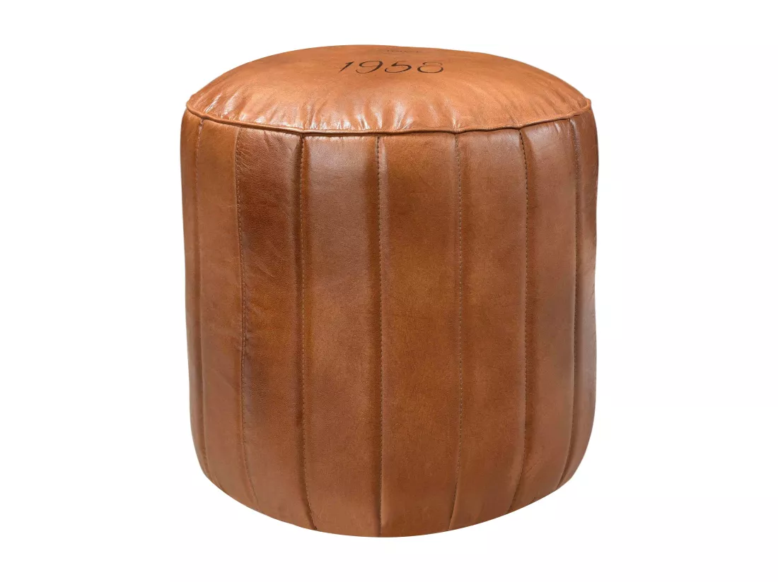 Pouf rond en cuir marron D42 cm - Bally