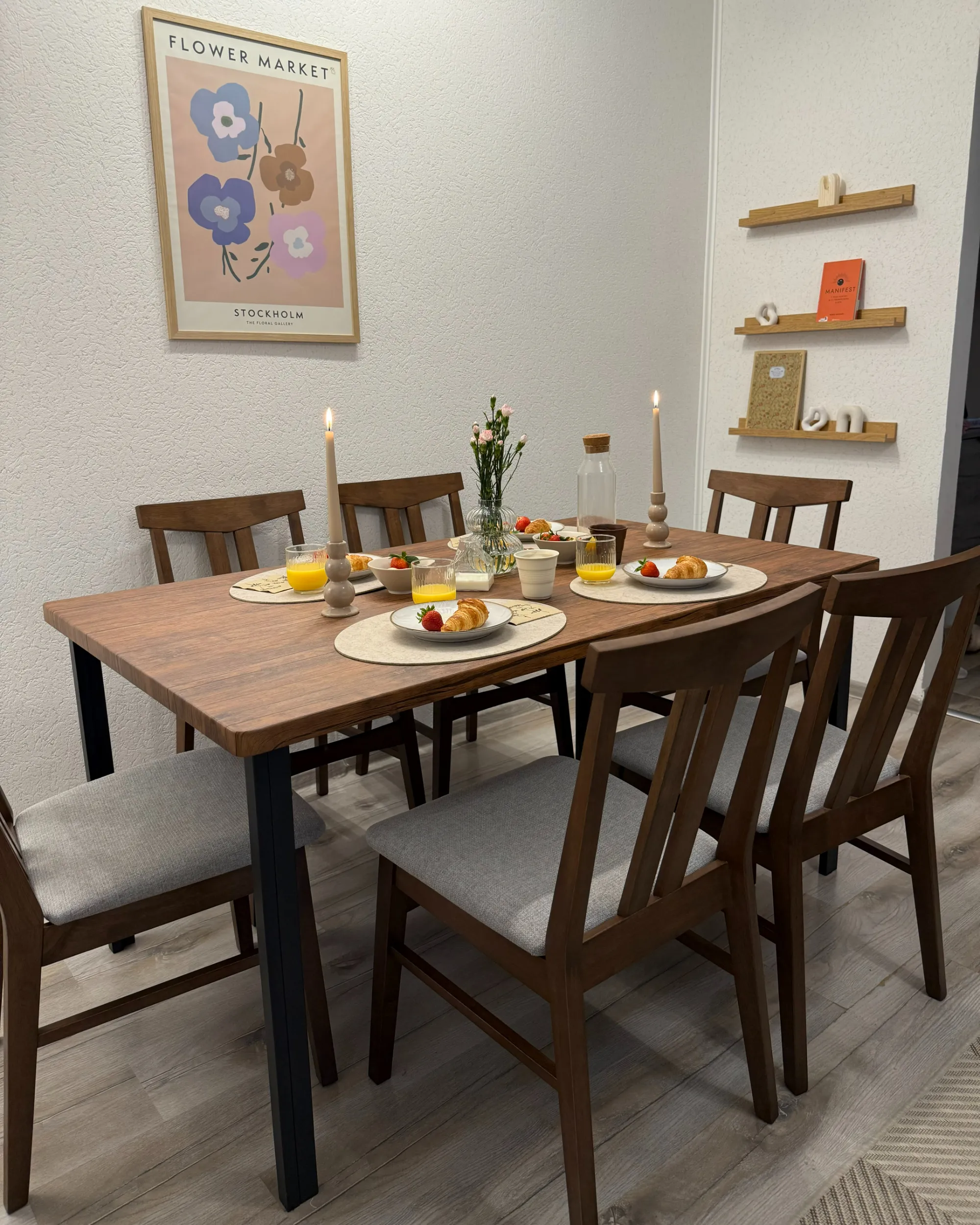 Set van 2 eetkamerstoelen AVALON Hout Lichtgrijs