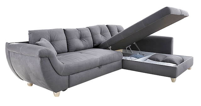 Ecksofa Maranello, Stoff dunkelgrau, ca. 330 x 207 cm