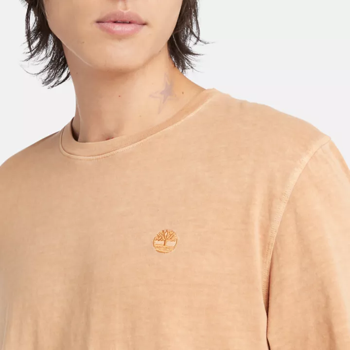 T-shirt teint en pièce pour homme en jaune foncé