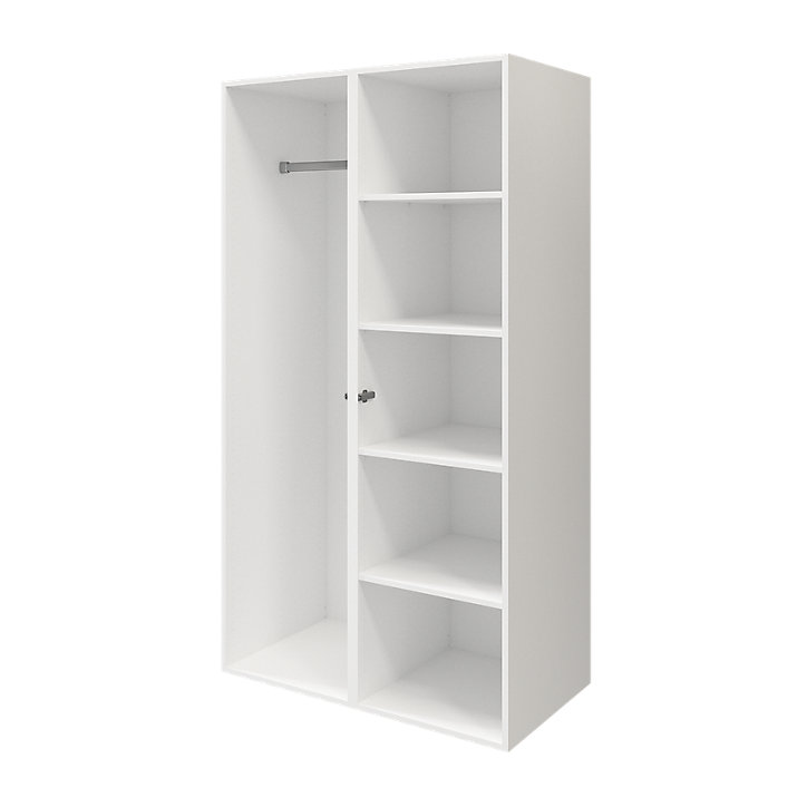 Armoire penderie blanche portes battantes anthracite mat GoodHome Atomia H. 187,5 x L. 100 x P. 60 cm