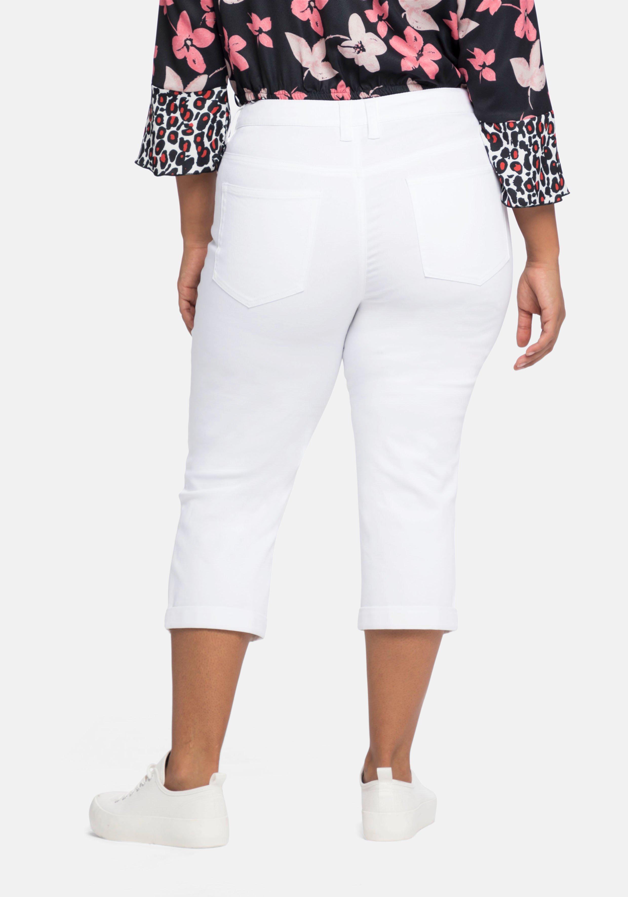 Twill-Caprihose mit fixiertem Umschlag am Bein
