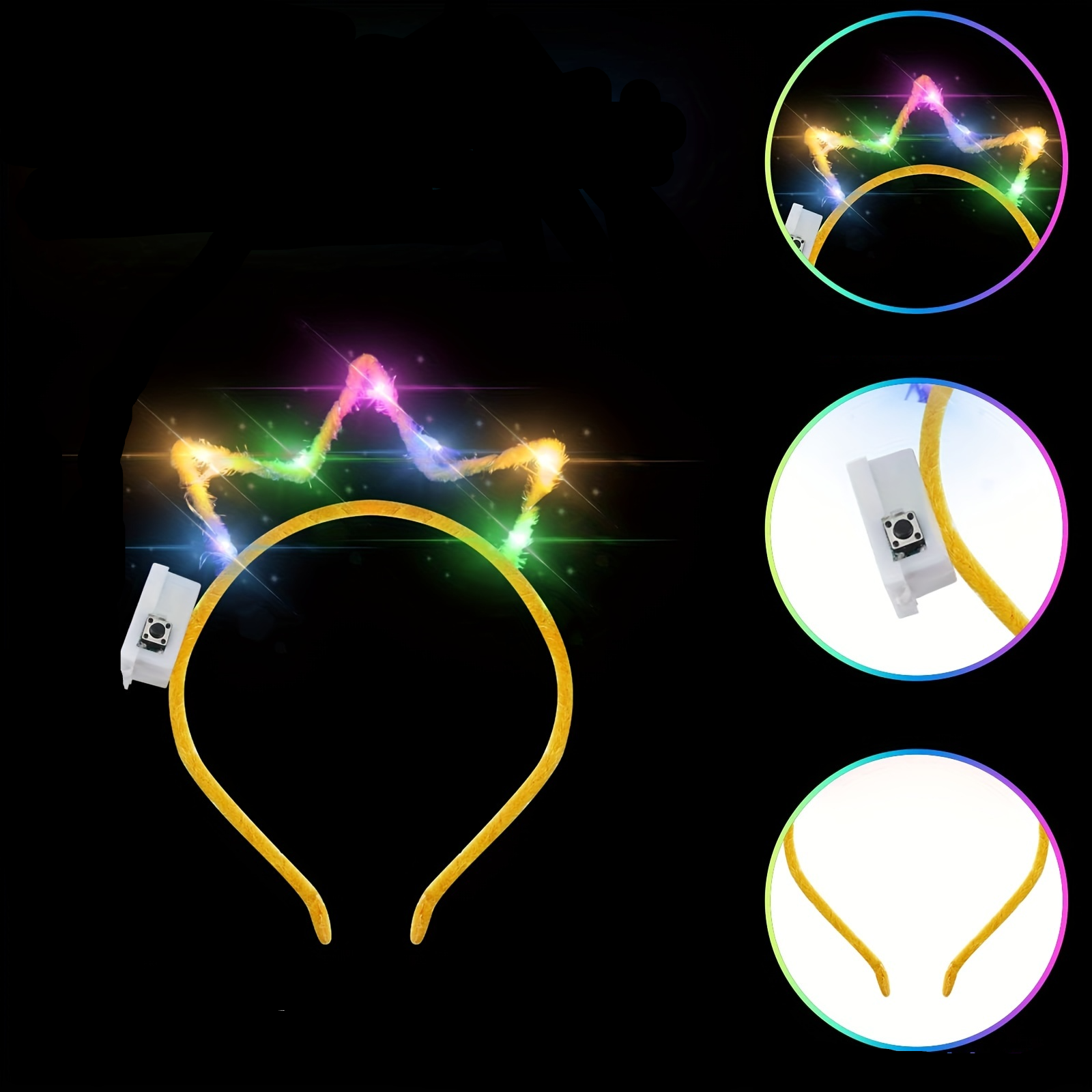 (25er Set) LED Haarreif Krone Fasnacht Kostüm Zubehör Leuchtender Haar Schmuck für Motto Partys / Halloween (inkl. LR44 Batterie) - Bunt