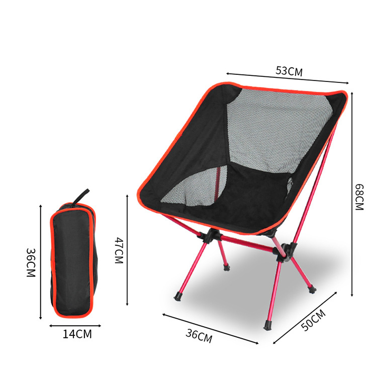 Ultraleichter Outdoor Camping Stuhl Festival Sessel   Tragetasche - Schwarz / Rot