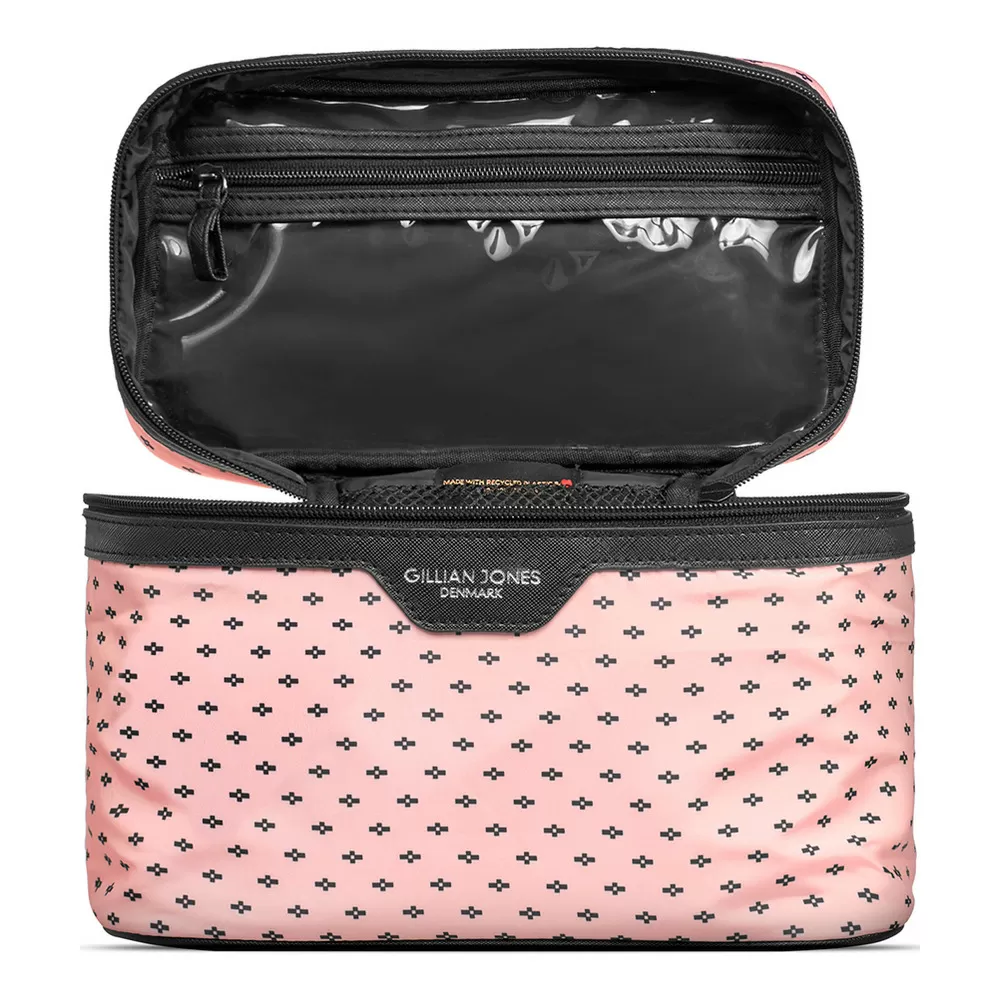 Gillian Jones Beautyboks i 100% genanvendt plastik rose m. sort print - 1 stk.