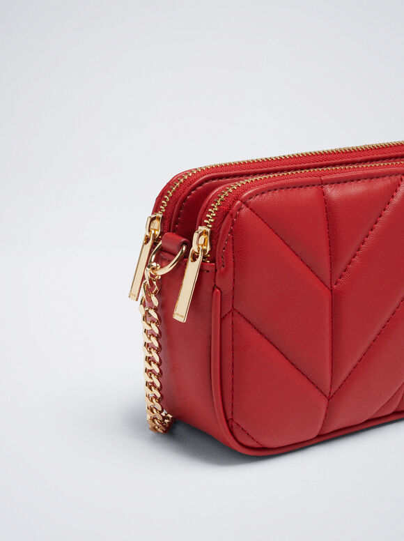 Bolsa transversal com corrente - Vermelha