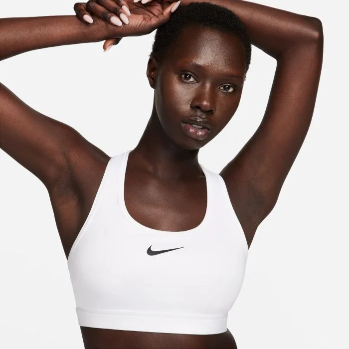 Nike Dame BH Swoosh Medium Support Bra Hvid