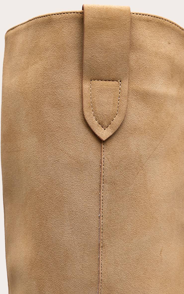 Camel Bottes Hautes Plates En Synthétique Style Western
