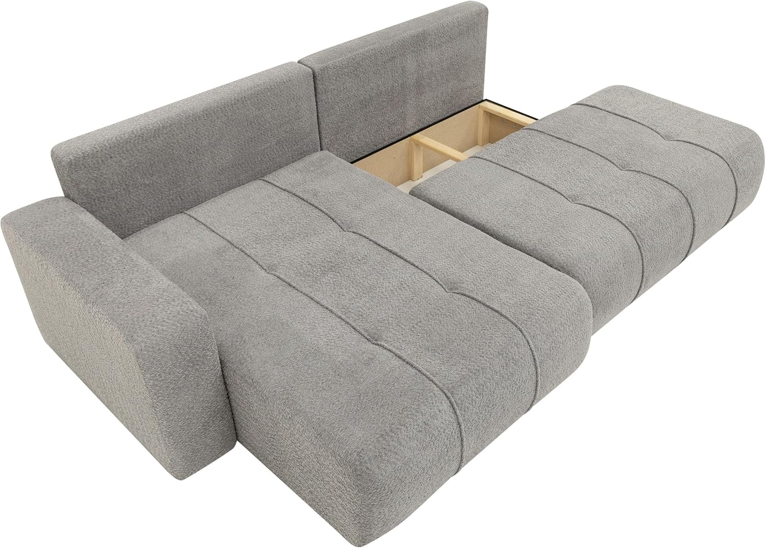 Mirjan24 Ecksofa mit Bettkasten Furyn O, Eckcouch Couch mit Schlaffunktion, Wohnlandschaft, Bettfunktion, Design L-Form Sofa, Stoff Plüsch (Velo 621, Seite: Rechts)