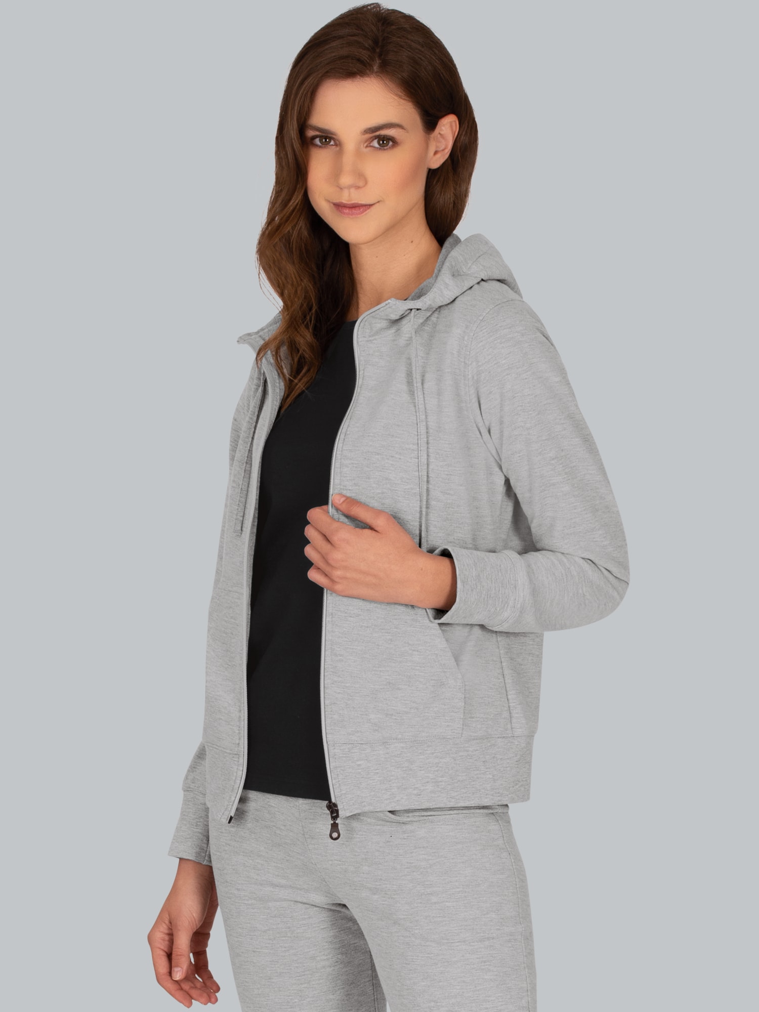 Kapuzenjacke Grau-melange
