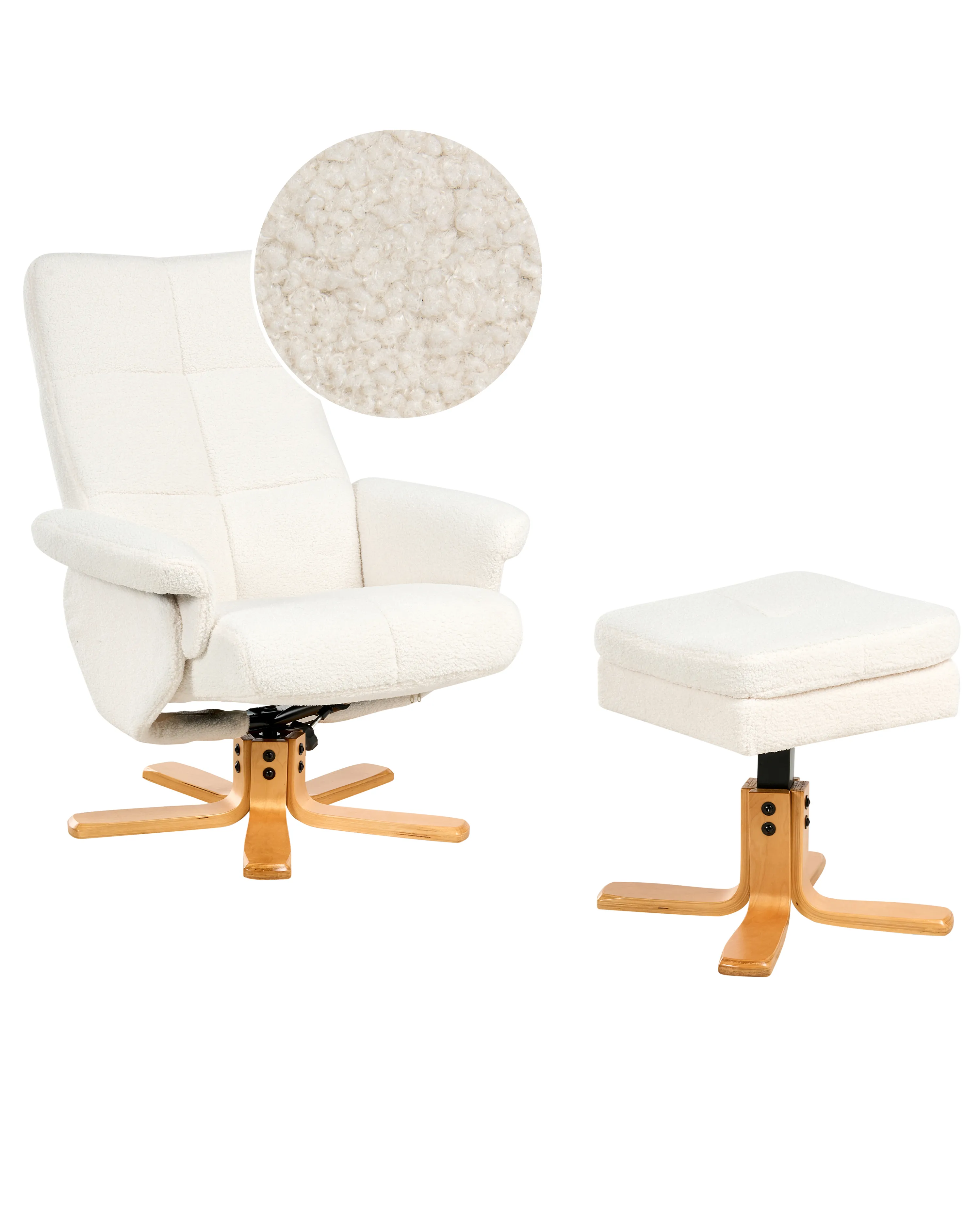 Relaxfauteuil EPSE met voetenbank Bouclé Gebroken wit