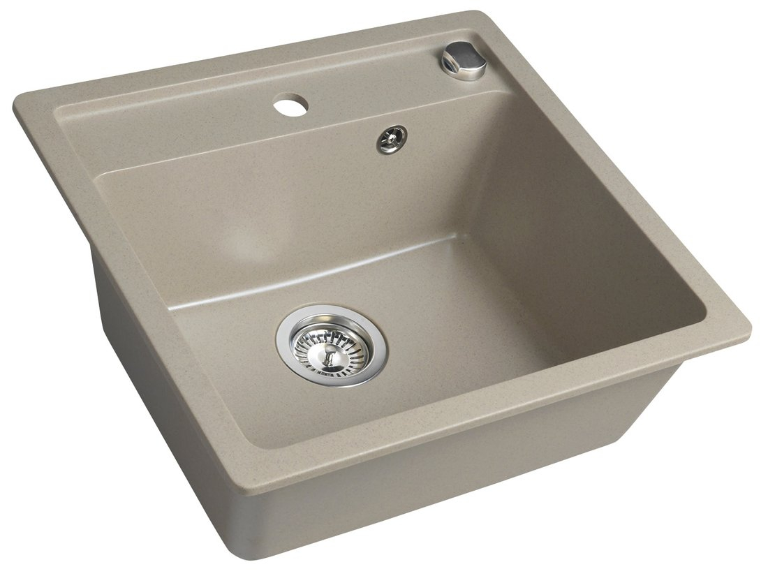 Sapho spoelbak 53x50cm met kraangat beige graniet