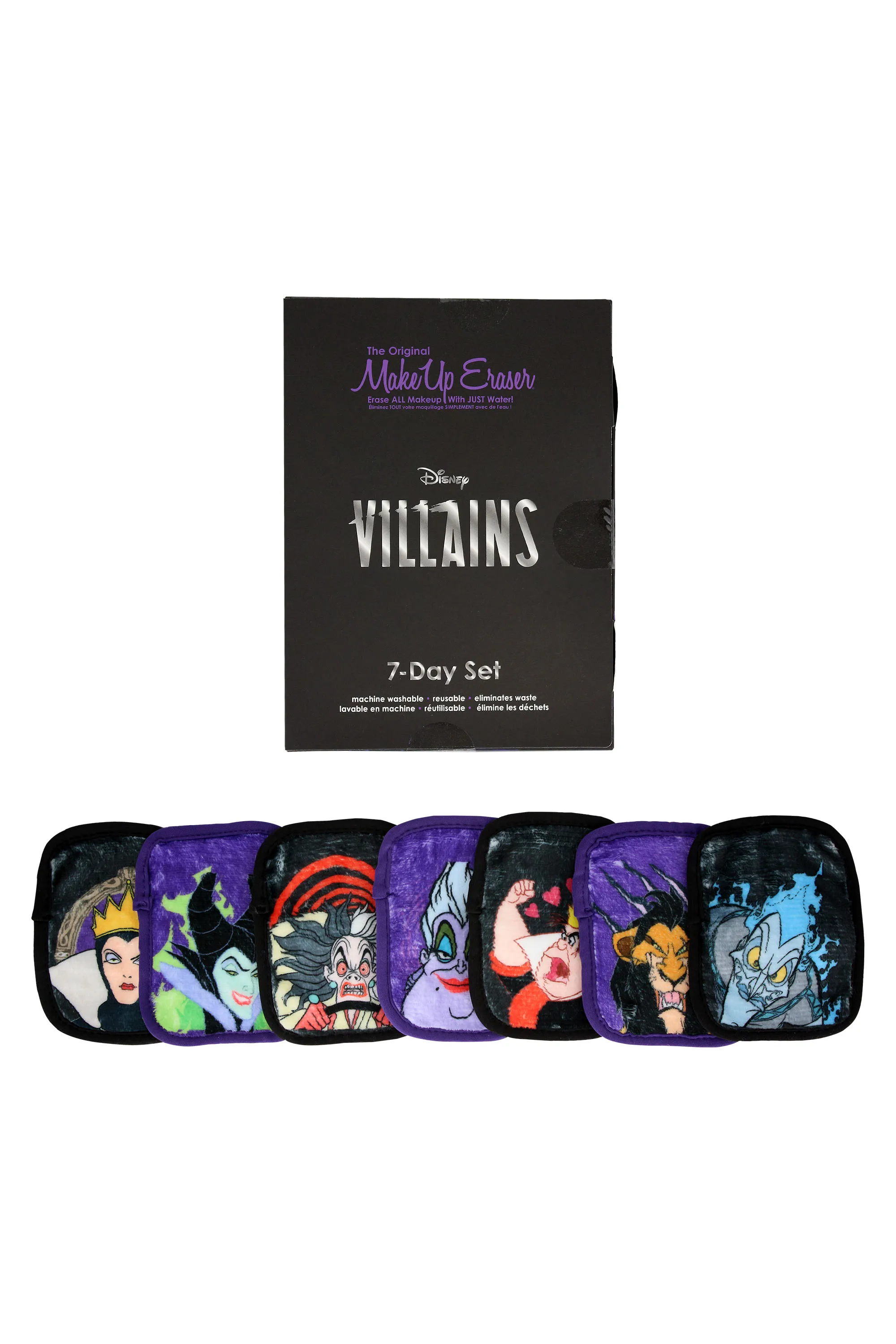 Makeup Eraser Kit de 7 serviettes démaquillantes réutilisables Disney Villains