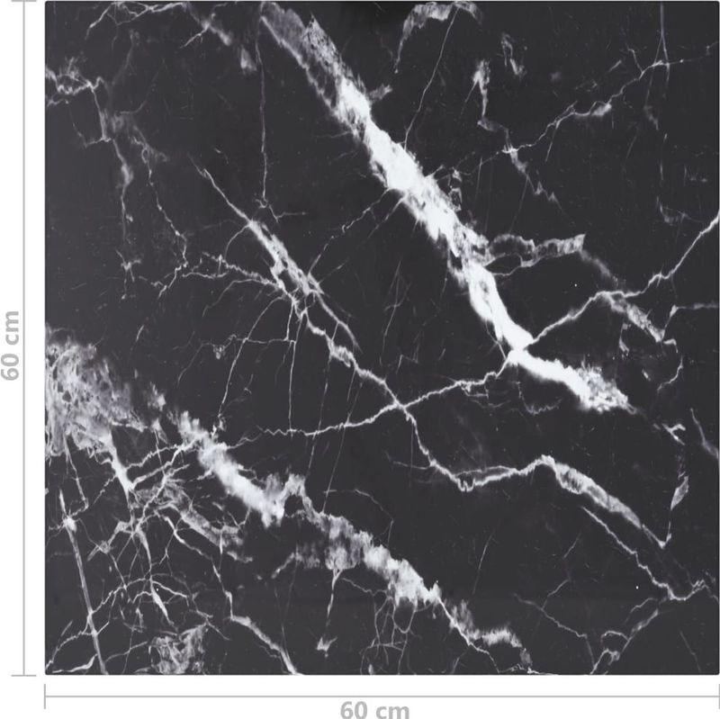 vidaXL - Tafelblad - Zwart - Geharde Glas - Marmeren Design