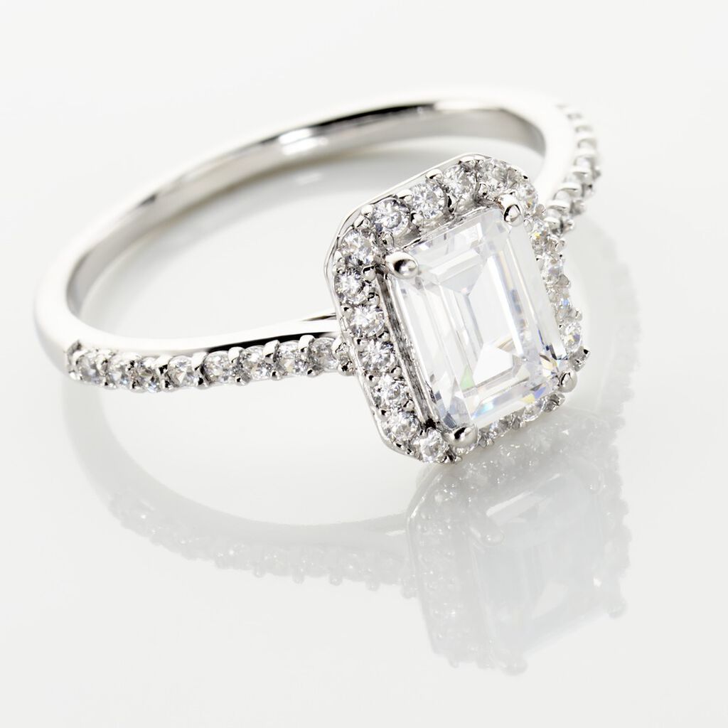 Bague Solitaire Cadmos Argent Blanc Oxyde De Zirconium