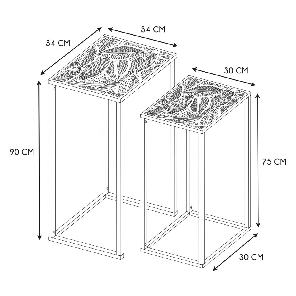Sellettes gigognes en métal carrées (lot de 2) havana