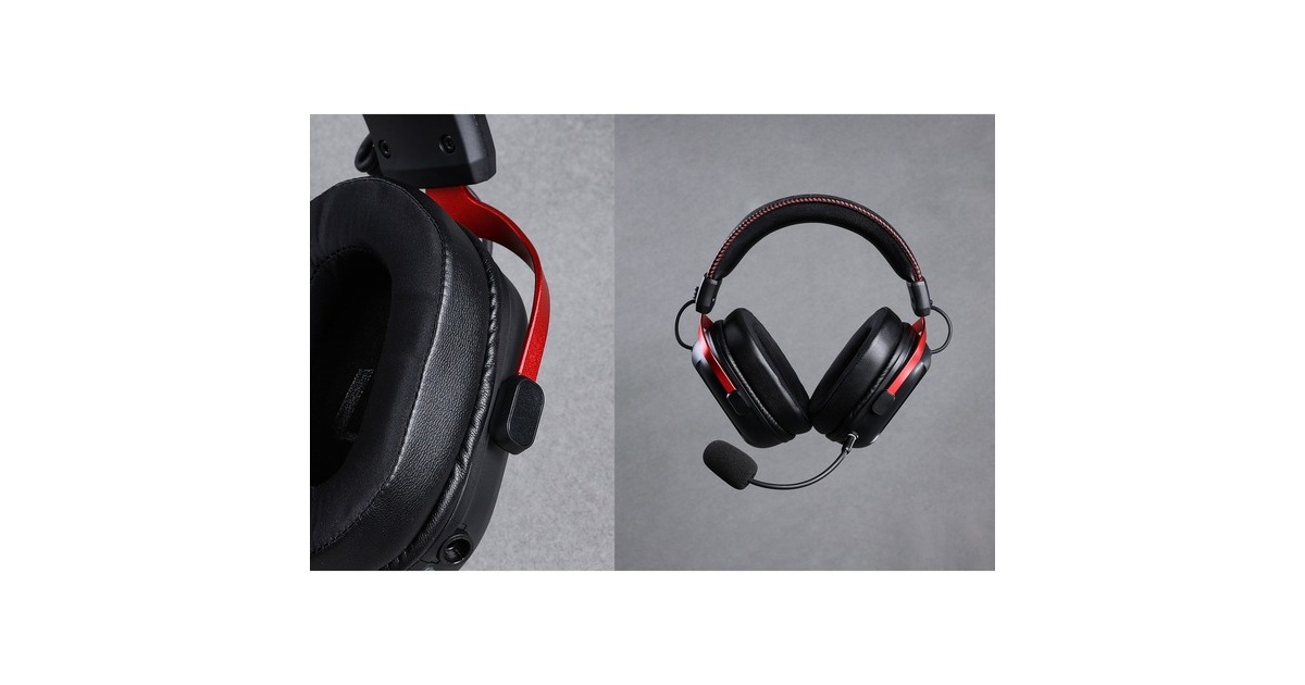 MCHOSES9 Pro Wireless  over-ear gaming headset  (Zwart/rood, PC / laptop / Playstation / Switch / Smartphone, 2.4G / Bluetooth / Wired / Type-C)