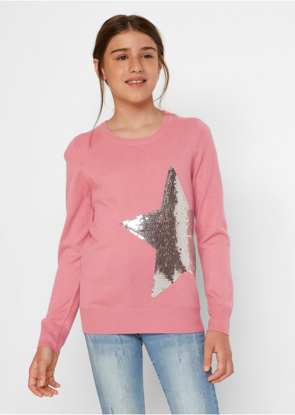 Pull en maille fille avec paillettes