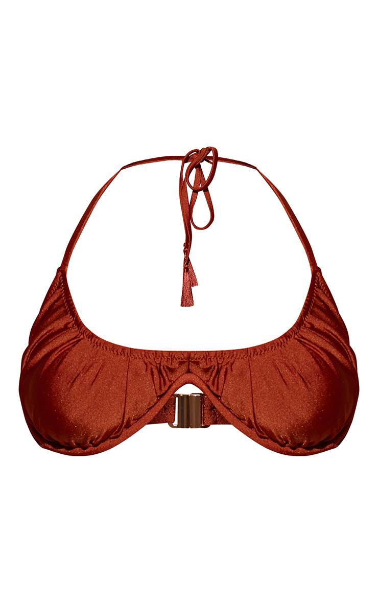 Bronze Haut De Bikini À Armatures Avec Bonnets Froncés