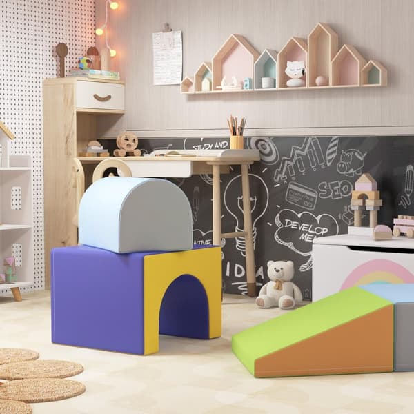 Myke byggeklosser Sett med 4 skumbyggeklosser Gigantiske byggeklosser Byggeleker Skumklosser for 1-3 år gamle barn Kunstskinn EPE