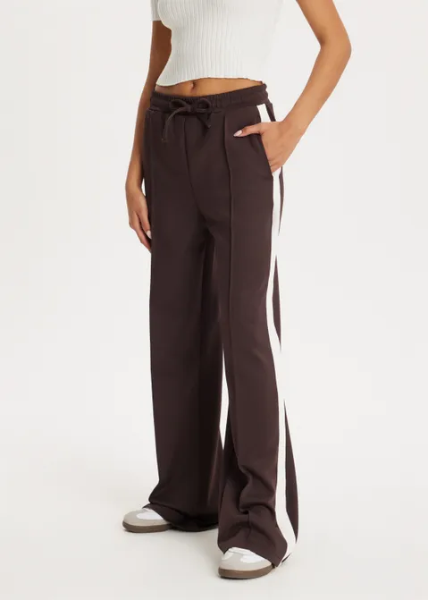 Sweatpants met strepen bruin (BRN.D)
