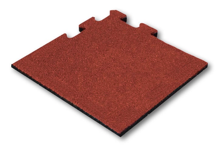 Rode rubbertegel 25mm - 50x50 cm - Puzzelsysteem hoekstuk