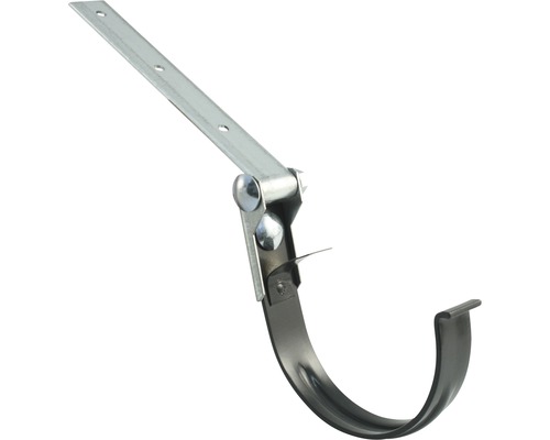 Marley verstelbare metalen gootbeugel, halfrond, verzinkt, antracietgrijs RAL 7016, nominale breedte 100 mm