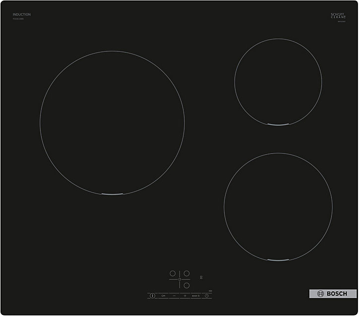 Plaque de cuisson à induction 3 foyers noir PUC611BB5E Bosch