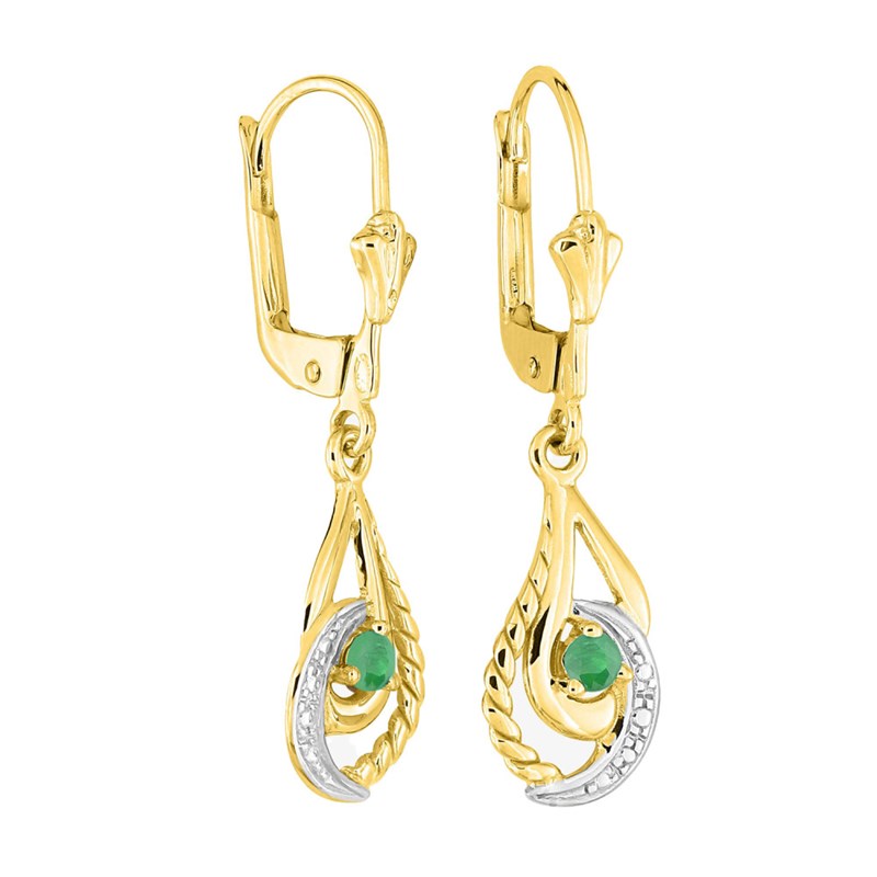 Boucles d'oreilles Femme pendantes - émeraude - Or 18 Carats